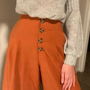 Zara TRF Dirty Orange Cropped Wide Leg Pants